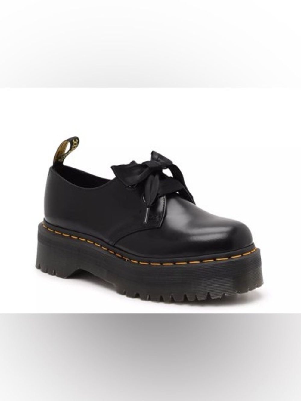 Dr. Doc Martens Holly Leather Lace Up Platform Black Oxfords